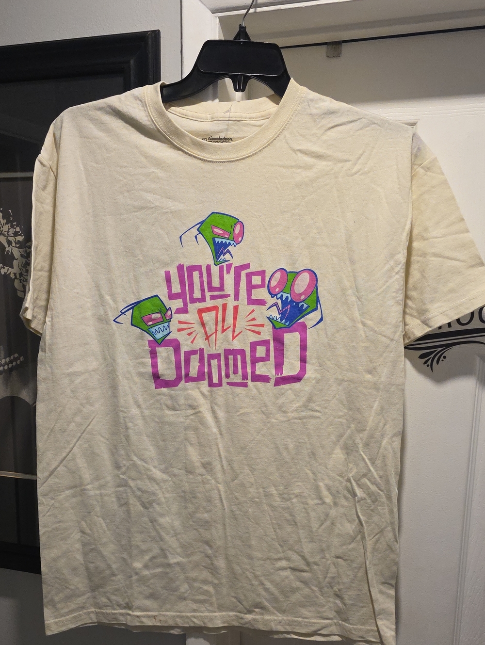 Nickelodeon Cream Short-Sleeve "You're All Doomed" Graphic Tee